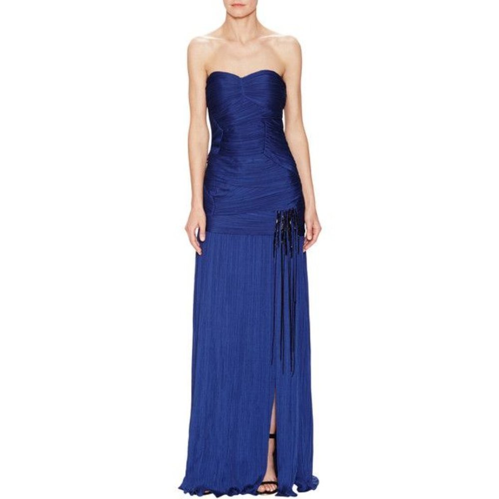 Blue Beaded Maxi Dress by Halston Heritage